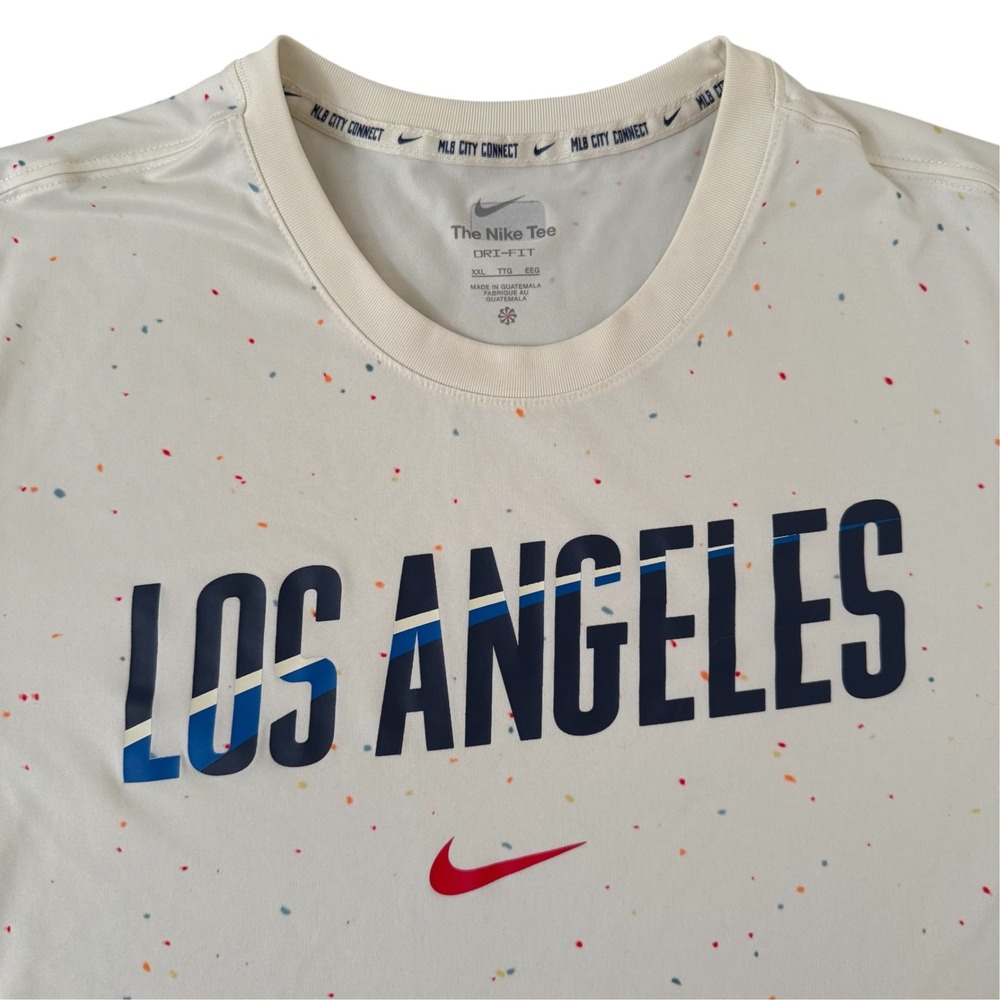 Nike 2XL Cream Speckled MLB City Connect Los Angeles Dodgers Mens T-Shirt